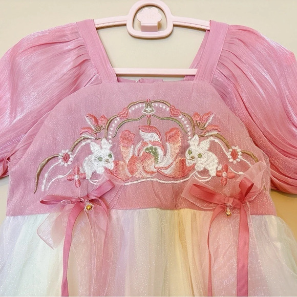 Embroidered  rainbow dress 6/7Y - Picture 4 of 4